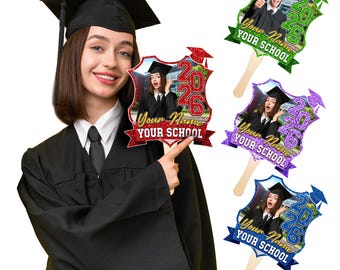 Volto personalizzato su un bastoncino, ritaglio di testa grande per laurea, decorazione per feste con bastoncini di testa grossa, decorazione personalizzata con ventagli di testa grossa, ventagli con foto per la laurea del 2026