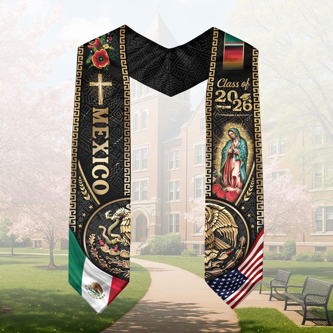Mexican Graduation Sash, Mexican Flag Grad Sash 2026, Mexican Aztec ...