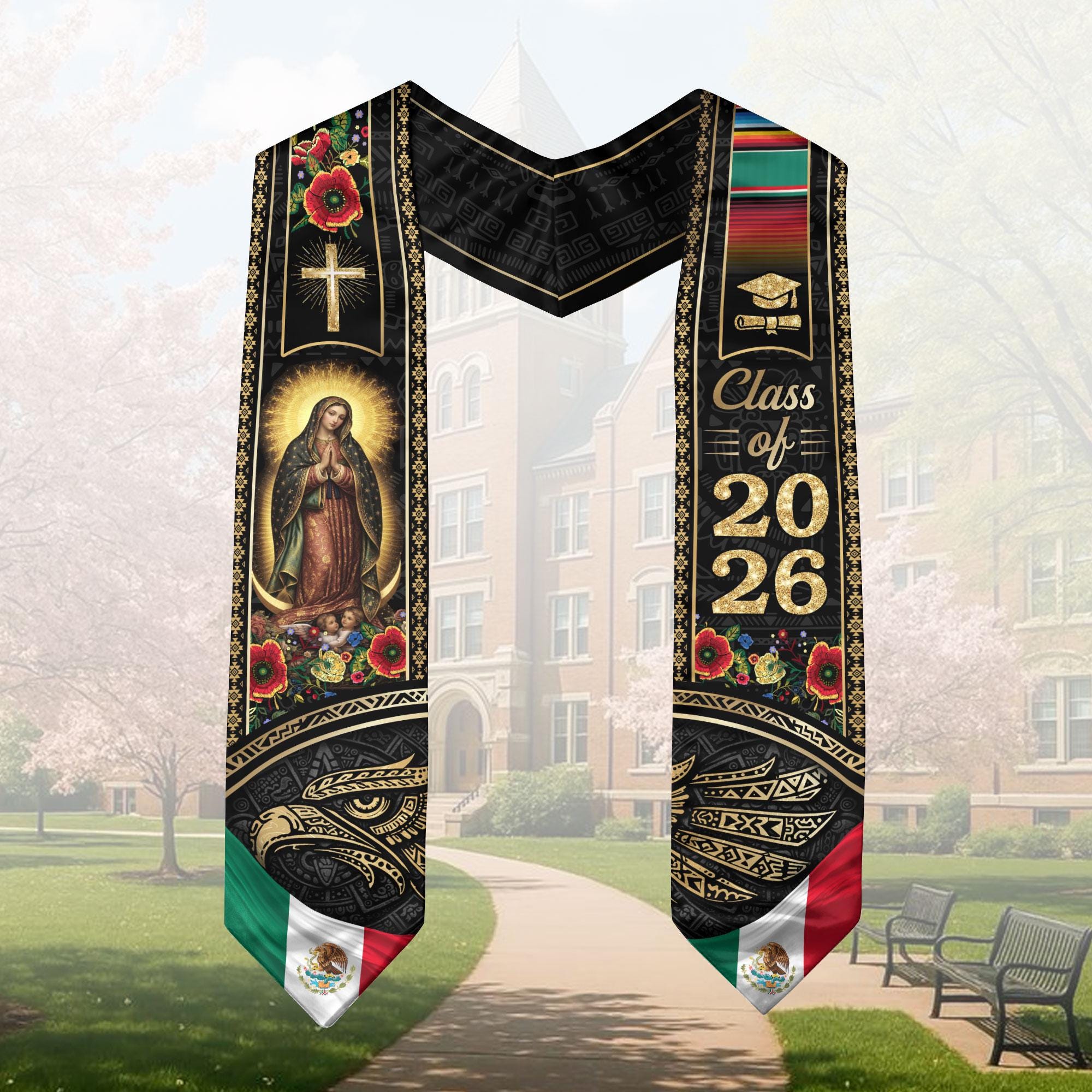 Mexican Graduation Sash, Mexican Flag Grad Sash 2026, Mexican Aztec ...