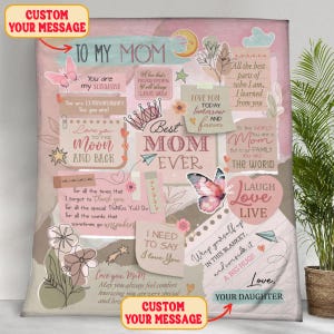 Personalisierte To My Mom Decke, Geschenke zum Muttertag, Mommy Geschenk von Tochter und Sohn, Custom Mom Letter Decken, Mom's Geburtstagsgeschenke Design 3