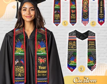 Personalized Haitians American Flag Graduation Sash 2025, Haiti Graduation Stole Custom, Haitians Graduation Sash 2025, Graduation Gifts