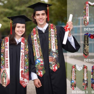 Banda de graduación personalizada con la bandera estadounidense de Puerto Rico 2025, estola de regalo de graduación de Puerto Rico personalizada, banda de graduación de Puerto Rico 2025