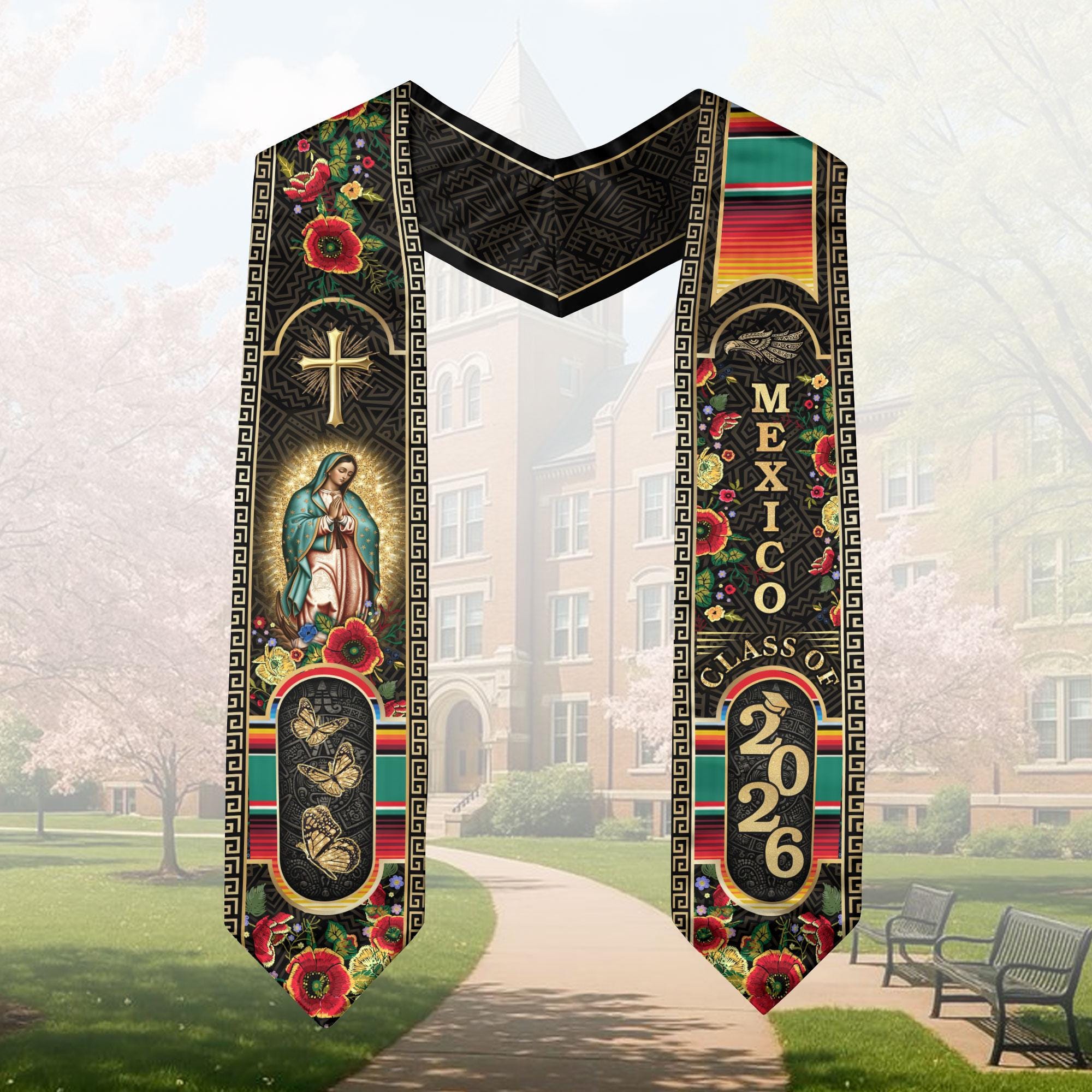 Mexican Graduation Sash, Mexican Flag Grad Sash 2026, Mexican Aztec ...