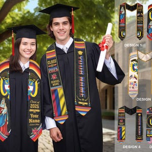 Custom Colombian American Flag Graduation Sash 2025, Colombian Graduation Sash, Colombia Stole, Colombia Graduation Stoles, Graduation Gifts