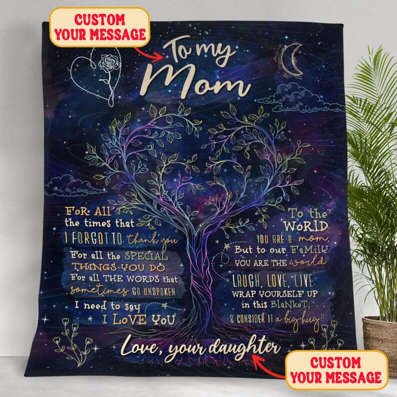 Personalisierte To My Mom Decke, Geschenke zum Muttertag, Mommy Geschenk von Tochter und Sohn, Custom Mom Letter Decken, Mom's Geburtstagsgeschenke Design 4