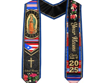 Personalized Puerto Ricans Flag Graduation Sash 2025, Puerto Rico Graduation Gift Stole Custom, Puerto Rico Graduation Sash 2025