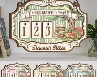 Personalized Books Read Tracker, Books Read This Year Counter, Book Tracker, Bookshelf Decor, Reader Gifts, Book Lover Gift, Bookish Gift