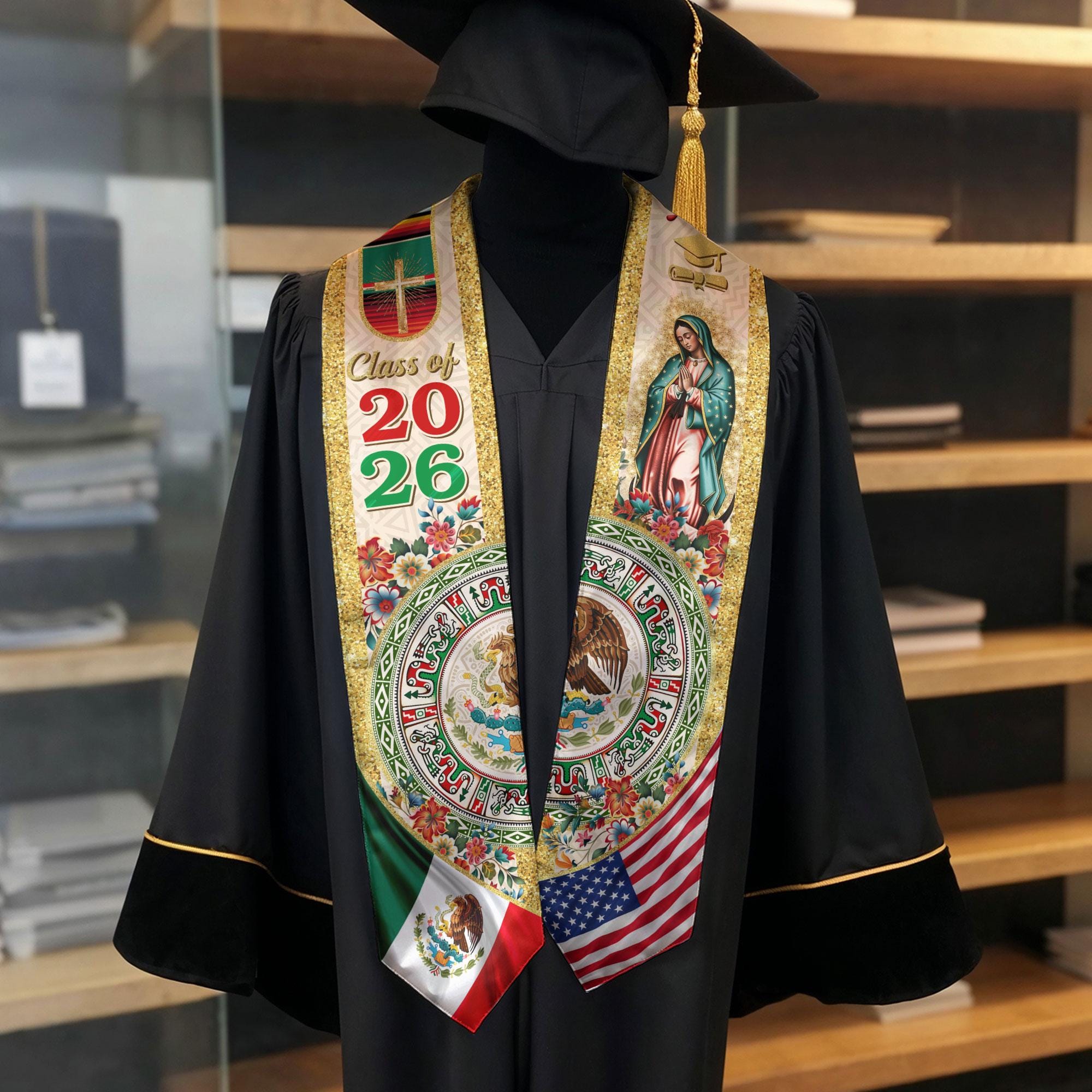 Mexican Graduation Sash, Mexican Flag Grad Sash 2026, Mexican Aztec ...