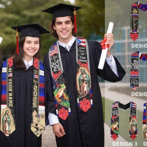 Banda de graduación personalizada con la bandera estadounidense de Puerto Rico 2025, estola de regalo de graduación de Puerto Rico personalizada, banda de graduación de Puerto Rico 2025