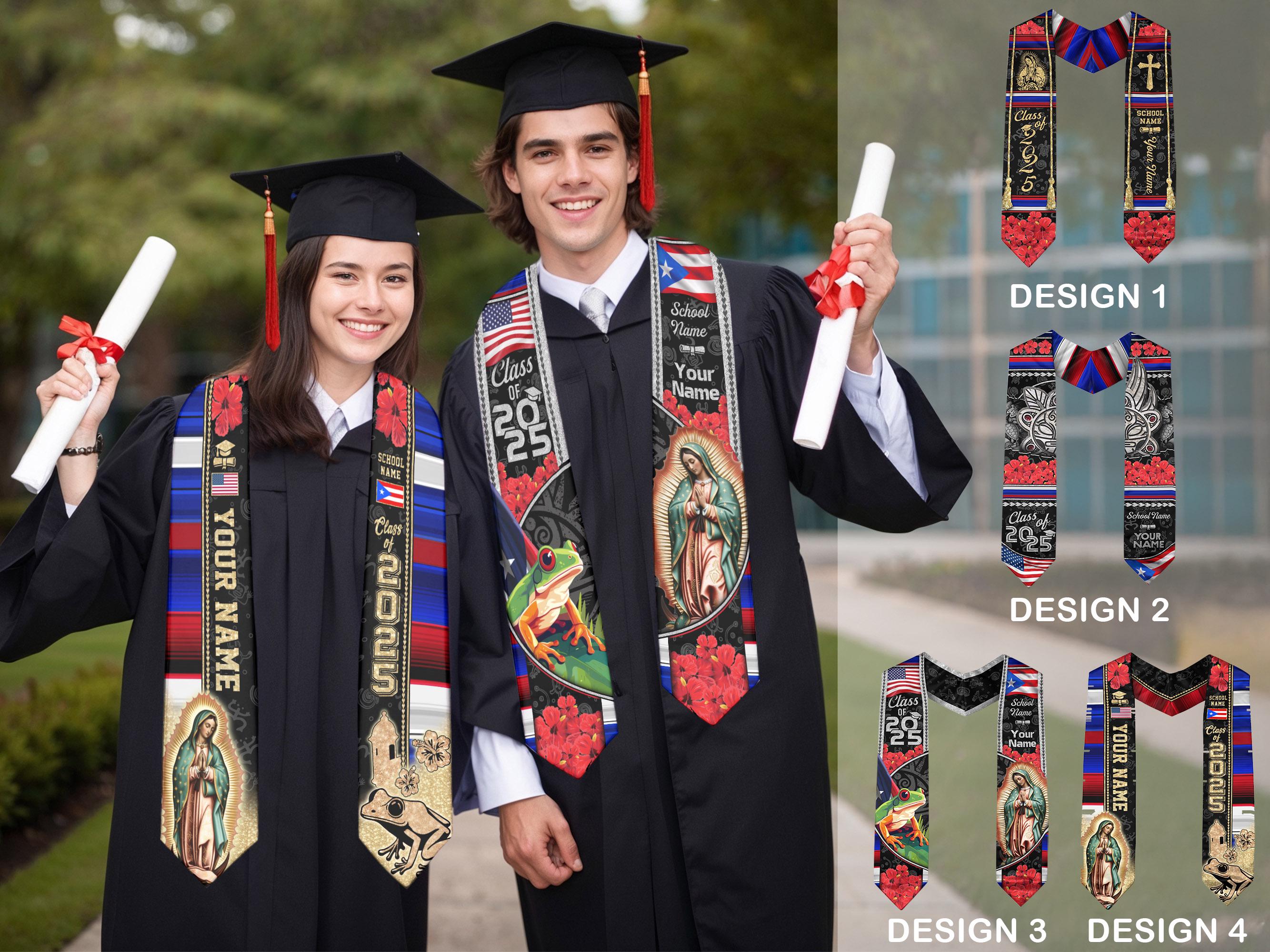 Personalized Puerto Ricans American Flag Graduation Sash 2025, Puerto Rico Graduation Gift Stole Custom, Puerto Rico Graduation Sash 2025