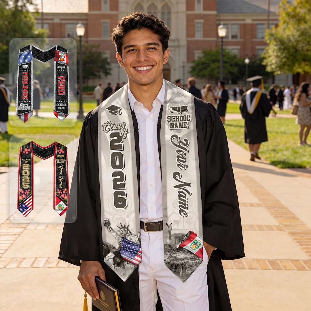 Personalized Peruvians American Flag Graduation Sash 2026, Peru ...