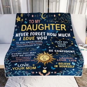 Manta personalizada para tu hija, manta para mi hija, regalos para hijas, cumpleaños de hijas, manta con cartas de mamá y papá