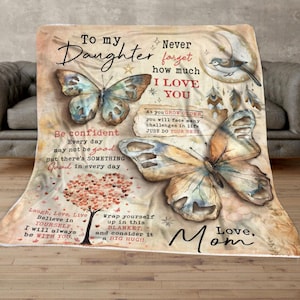 Manta personalizada para tu hija, manta para mi hija, regalos de Navidad, cumpleaños de hija, mantas con cartas de mamá y papá
