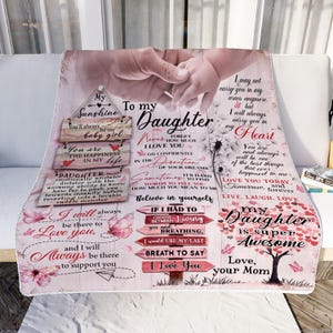 Manta personalizada para tu hija, manta para mi hija, regalos para hijas, cumpleaños de hijas, manta con cartas de mamá y papá
