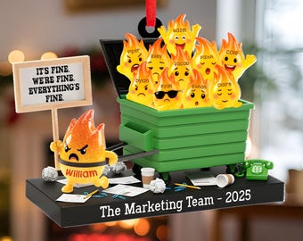 Custom Dumpster Fire Ornament 2026, Personalized Office Bauble, Funny Christmas Gift, Unique Holiday Art Tumbler Charm