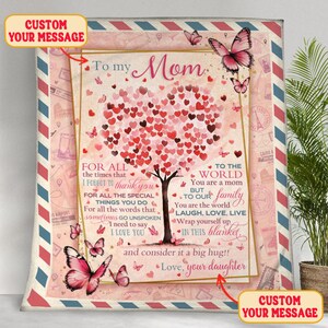 Personalisierte To My Mom Decke, Geschenke zum Muttertag, Mommy Geschenk von Tochter und Sohn, Custom Mom Letter Decken, Mom's Geburtstagsgeschenke Design 2