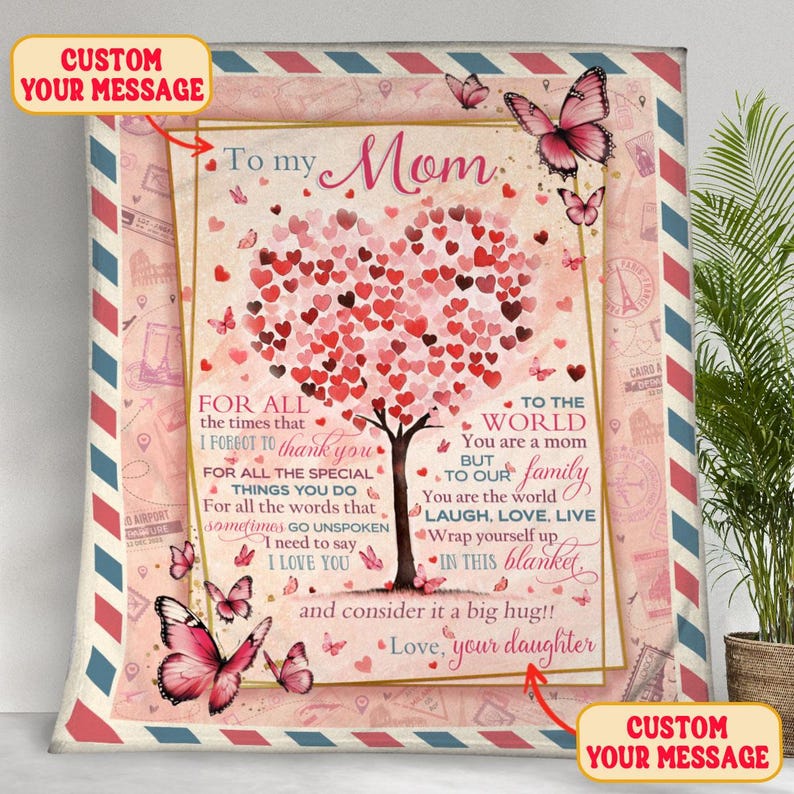 Personalisierte To My Mom Decke, Geschenke zum Muttertag, Mommy Geschenk von Tochter und Sohn, Custom Mom Letter Decken, Mom's Geburtstagsgeschenke Design 2