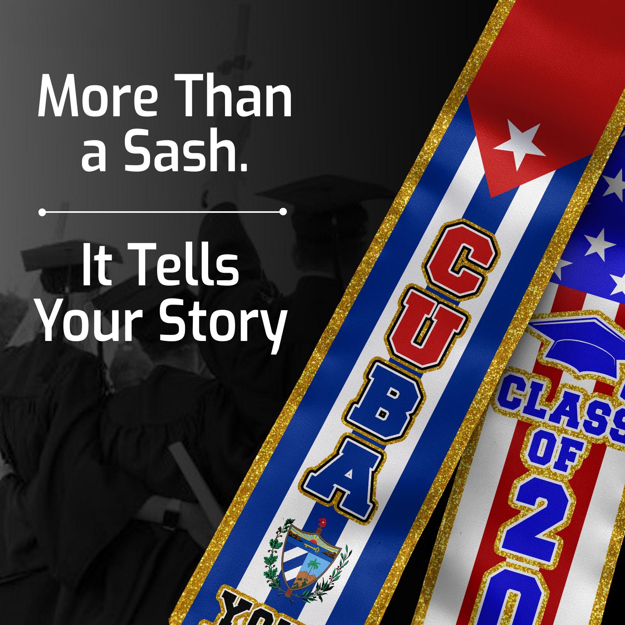 Cuban Graduation Custom Cubans American Flag Graduation Sash 2026, Cubans Graduation ...