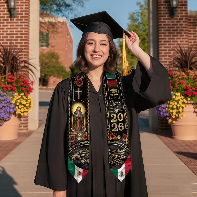 Mexican Graduation Sash, Mexican Flag Grad Sash 2026, Mexican Aztec ...