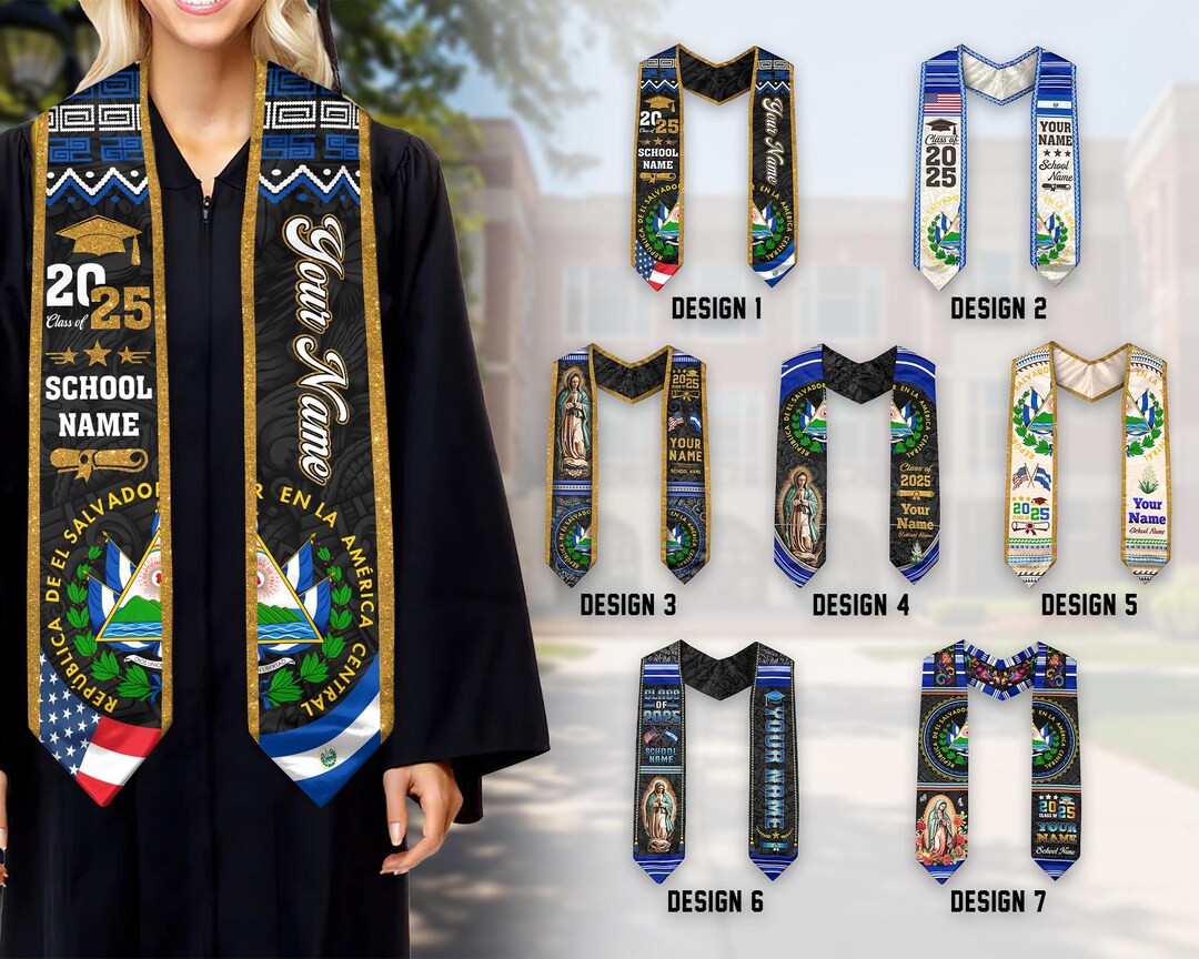 Custom Salvadorans American Flag Graduation Sash 2025, El Salvador ...