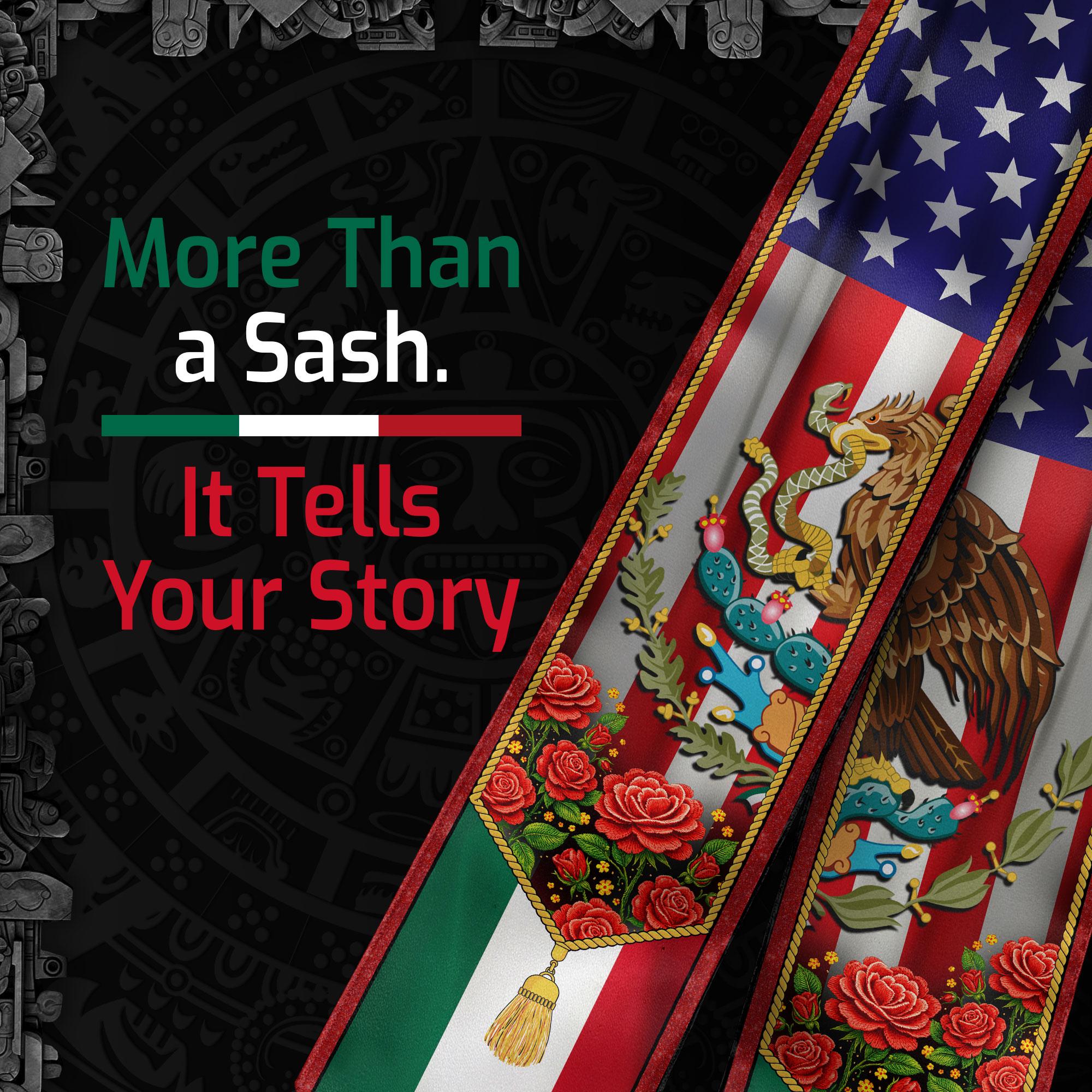Mexican Graduation Sash, Mexican Flag Grad Sash 2026, Mexican Aztec ...