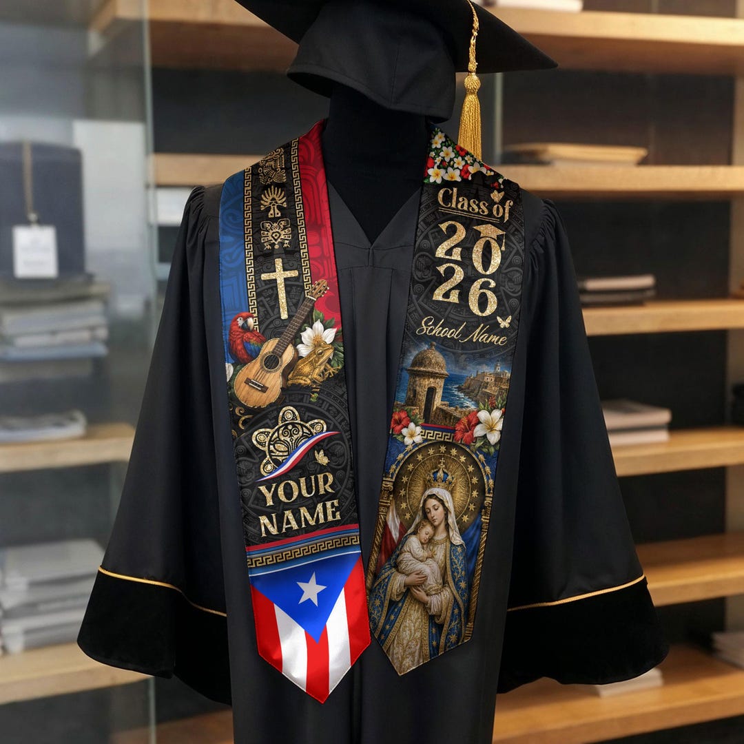 Puerto Rican Graduation Personalized Puerto Rico Graduation Sash, Custom Puerto Rico Flag Stole ...