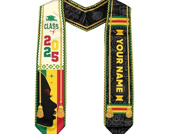 Custom African Flag Graduation Sash 2025, African Graduation Sash, African Graduation Stole Class Of 2025, African Graduation Gifts