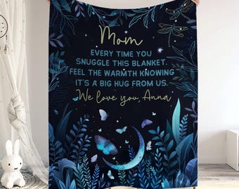 Manta personalizada para mamá, manta floral con letras personalizadas para mamá, regalo para el Día de la Madre, regalo para mamá de hija e hijo, regalo de cumpleaños para mamá