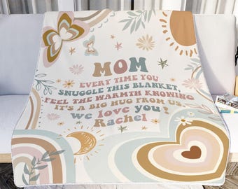 Manta personalizada para mamá, mantas personalizadas con letras para mamá, regalo para el Día de la Madre, regalos para mamá de hija e hijo, regalos de cumpleaños para mamá