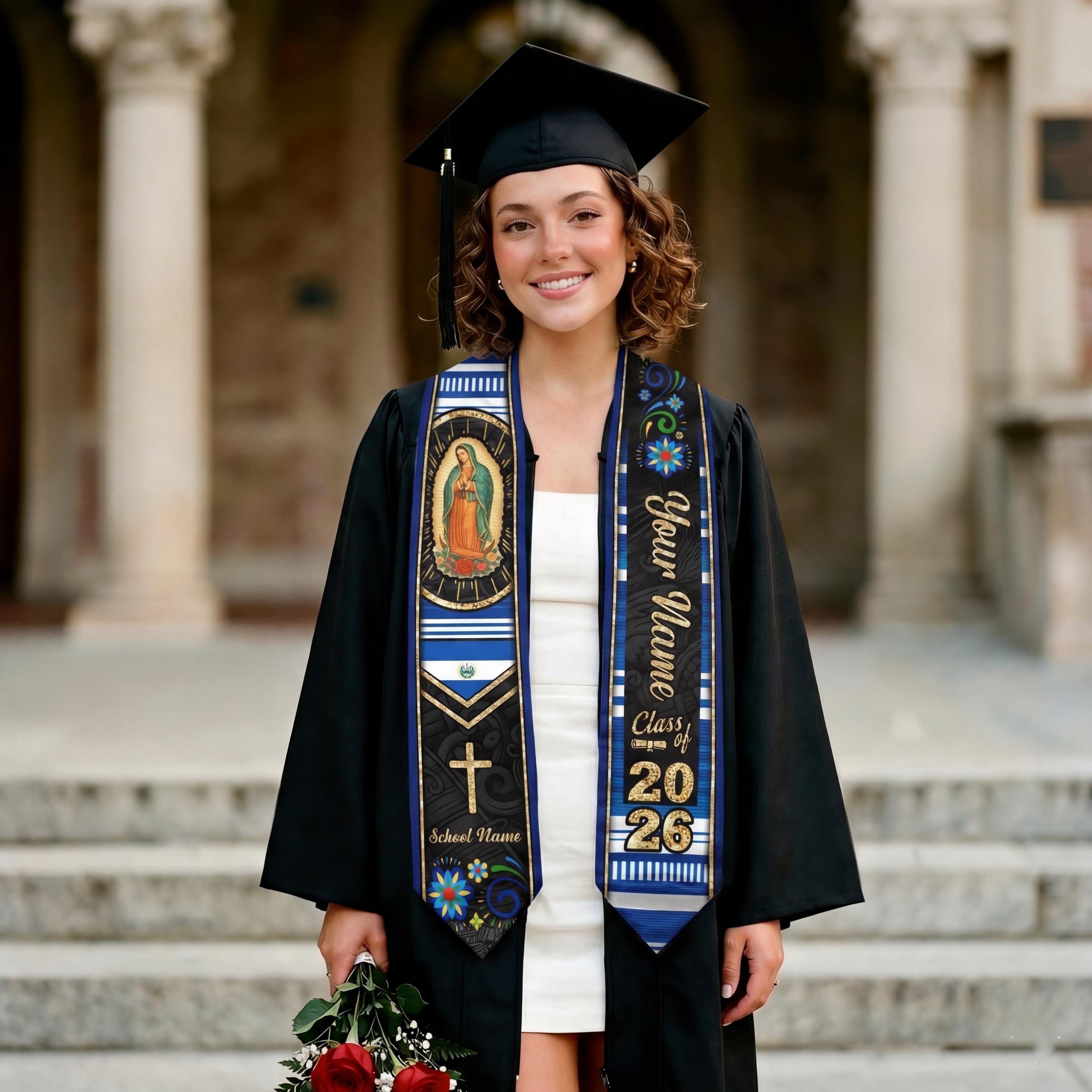 Custom Salvadorans American Flag Graduation Sash 2026, El Salvador 