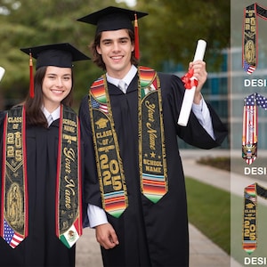 Custom Mexican Graduation Sash, Mexican American Flag Graduation Sash 2025, Guadalupe Stole, Mexico Graduation Stole 2025, Hispanic Sash