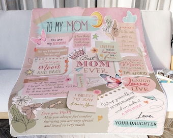 Manta personalizada para mamá, regalo para el Día de la Madre, regalo para mamá de hija e hijo, manta personalizada con letras para mamá, regalo de cumpleaños para mamá