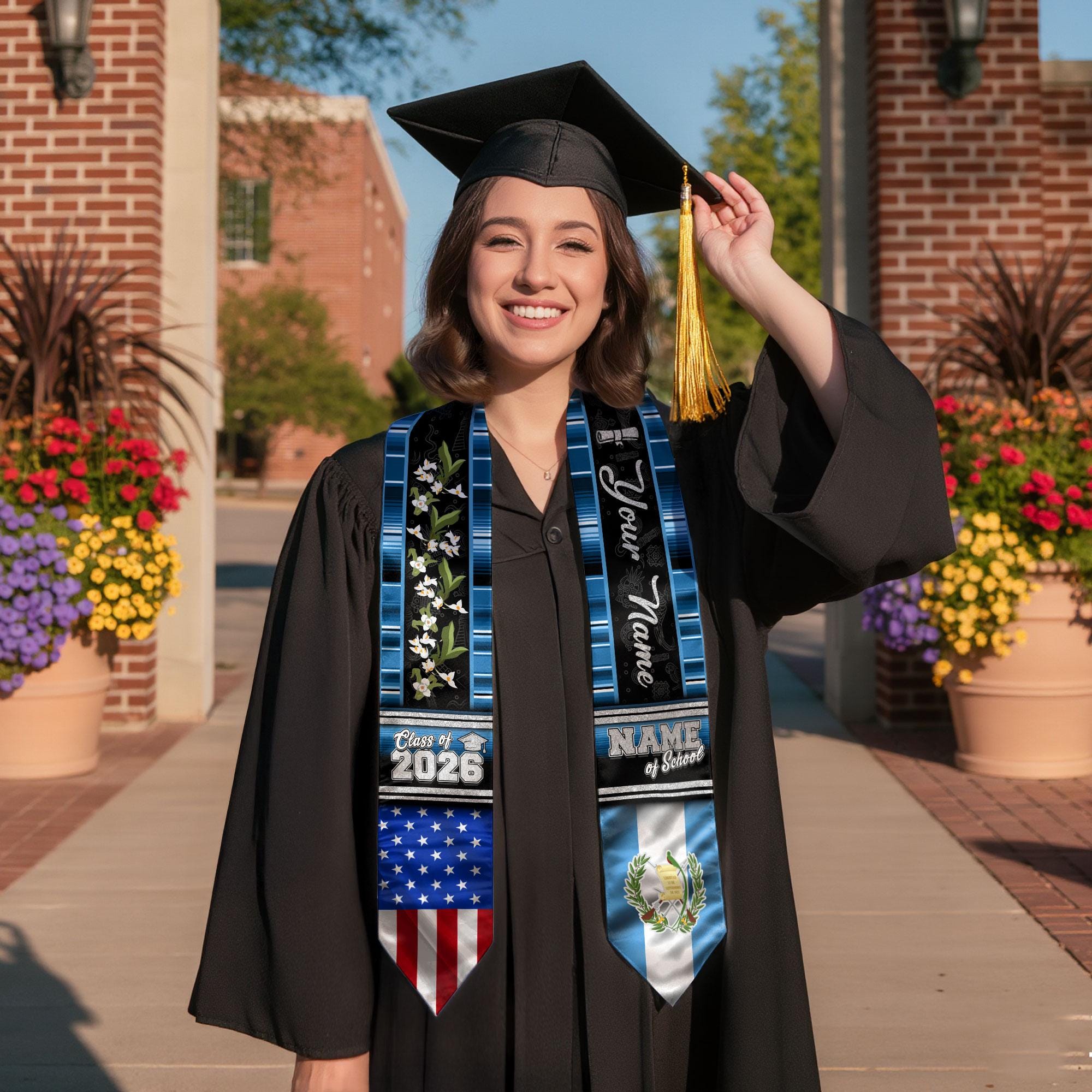 Personalized Guatemalan American Flag Graduation Sash 2026, Guatemala ...