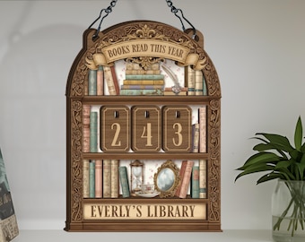 Personalized Books Read Tracker, Books Read This Year Counter, Book Tracker, Bookshelf Decor, Reader Gifts, Book Lover Gift, Bookish Gift