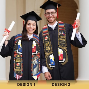 Personalized Filipino American Graduation Sash 2025, Philippine Graduation Stole Custom, Philippine Graduation Sash, Filipino Flag Stoles