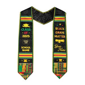 Custom African Flag Graduation Sash 2025, African Graduation Sash, African Graduation Stole Class Of 2025, Black Grads Matter