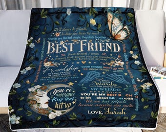 Personalized To My Best Friend Blanket, Best Friends Blanket Personalized,  Bestie Blankets, Blanket For Best Friend, Badass Bestie Blanket