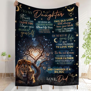 Manta personalizada para tu hija, manta para mi hija, regalos para hijas, mantas de cumpleaños para hijas, manta con carta de papá