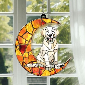 Labrador Suncatcher Hanging Window, Moon Dogs Suncatcher, Dog Suncatcher Memorial, Dog Sun Catcher, Dog Lover Window Hanging