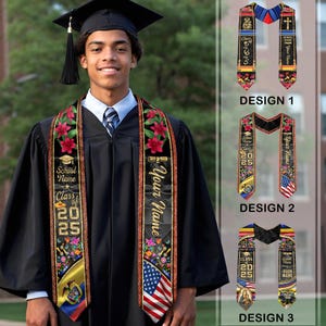 Custom Colombian American Flag Graduation Sash 2025, Colombian Graduation Sash, Colombia Stole, Colombia Graduation Stole, Graduation Gift