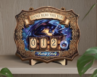 Custom Books Read Tracker Dragon, Dragon Books Read This Year, Books Reading Counter Sign, Bookish Gift for Readers, Dragon Bookshelf Decor