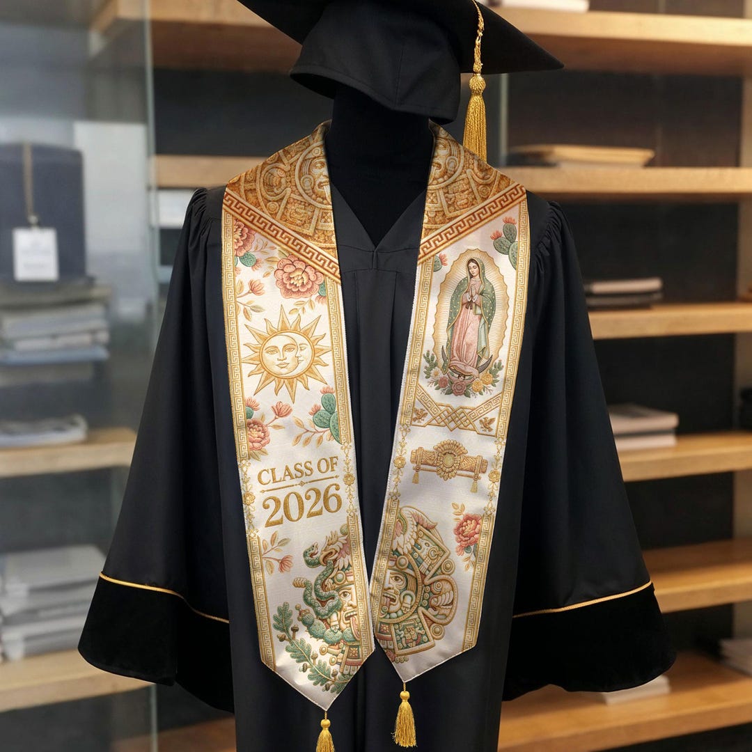Mexican Graduation Sash, Aztec Pattern Stole Grad, Cultural Mexico ...