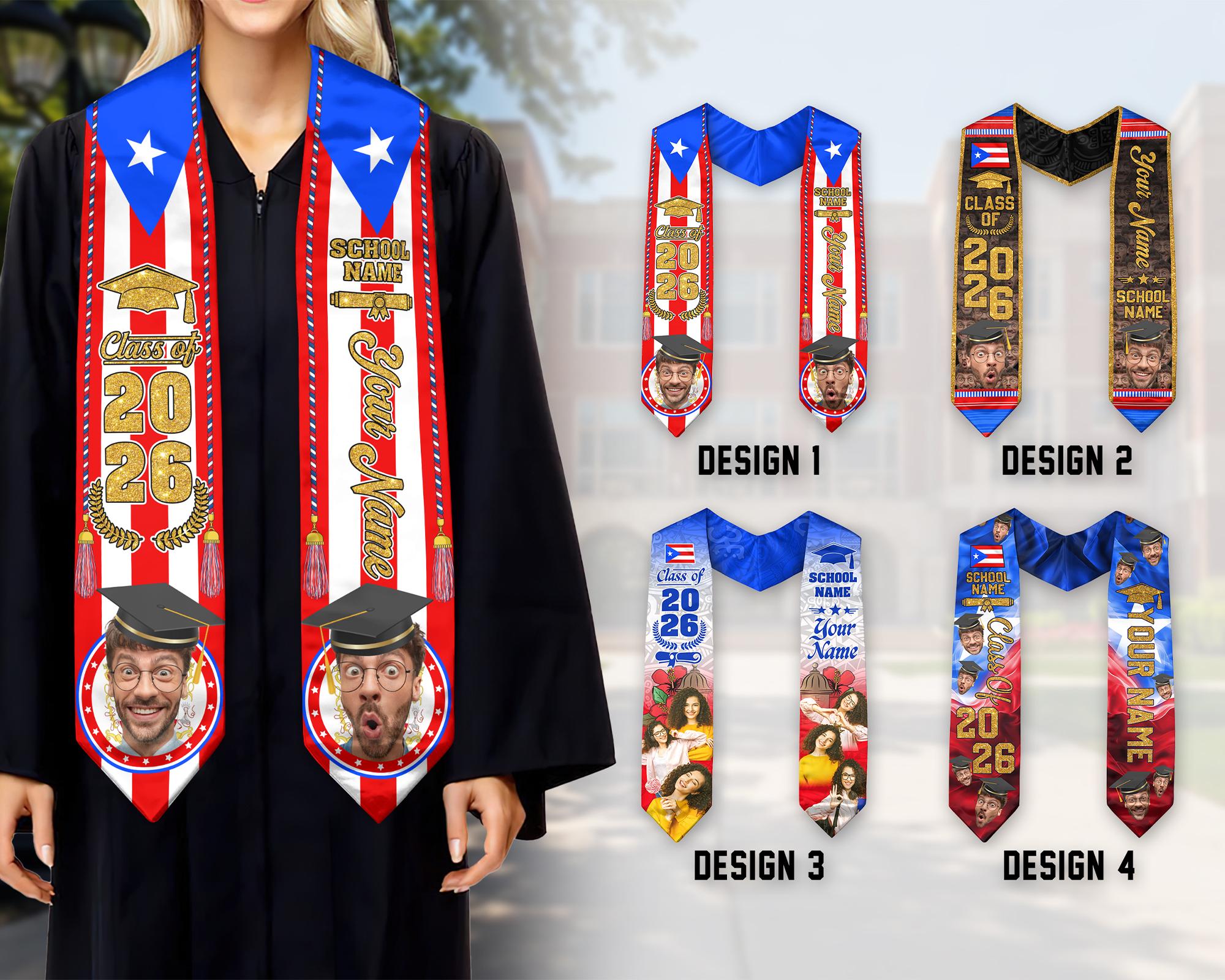 Puerto Rican Graduation Custom Photo Puerto Ricans Graduation Sash, Puerto Ricans Flag ...