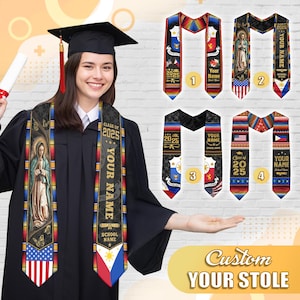 Personalized Filipino American Graduation Sash 2025, Philippine Graduation Stole Custom, Philippine Graduation Sash, Filipino Flag Stoles
