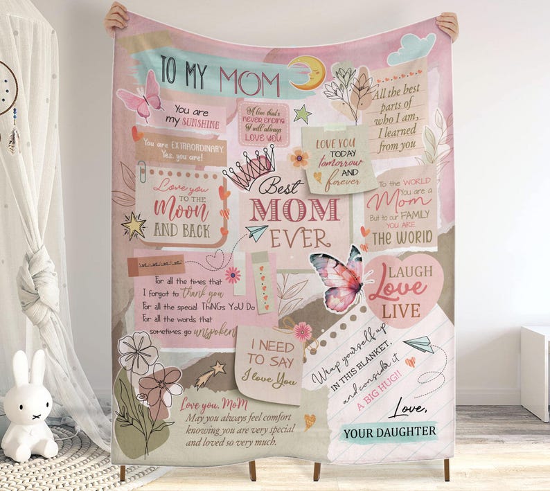Personalisierte To My Mom Decke, Geschenke zum Muttertag, Mommy Geschenk von Tochter und Sohn, Custom Mom Letter Decken, Mom's Geburtstagsgeschenke Bild 10