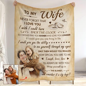 Manta con foto para mi esposa, manta personalizada con imagen, regalo secreto para la esposa, regalo de Navidad del esposo, regalo personalizado único