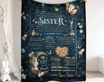 Personalisierte Decke für meine Schwester, benutzerdefinierte Schwester fürs Leben Decke, Schwester Geschenke, Schmetterlinge Decke für Schwester, Schwester für immer Decken