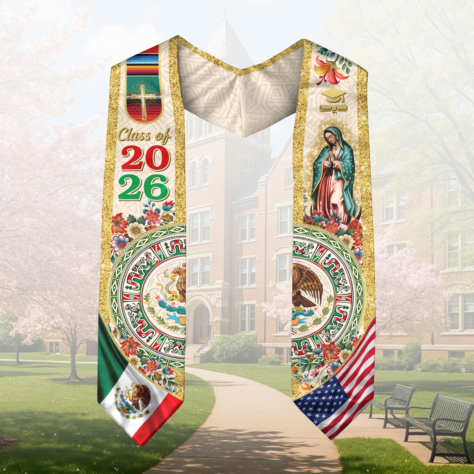 Mexican Graduation Sash, Mexican Flag Grad Sash 2026, Mexican Aztec ...