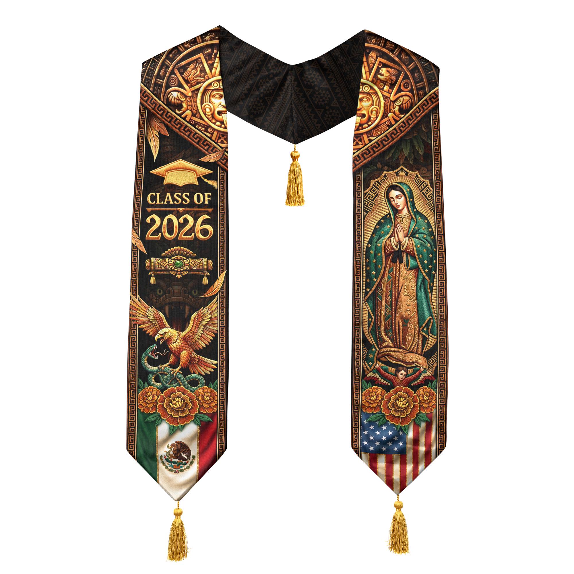 Mexican Graduation Sash, Aztec Pattern Stole Grad, Cultural Mexico ...