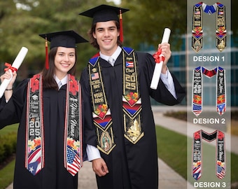 Personalized Puerto Ricans Flag Graduation Sash 2025, Puerto Rico Graduation Gift Stole Custom, Puerto Rico Graduation Sash 2025